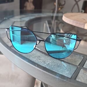 SA106 Mirror Unique Color Double Wire Brow Cat Eye Sunglasses Purple